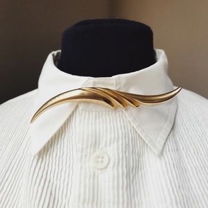 Vintage Gold Tone Erwin Pearl Wave Deco Brooch